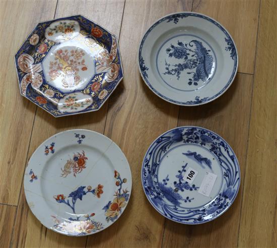 Two Japanese plates & 3 18thC Chinese export plates (5)